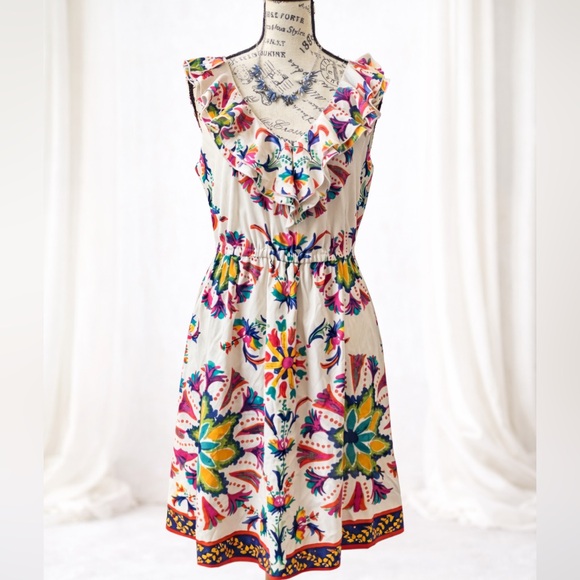 Beige by eci Dresses & Skirts - Beige by ECI Floral Ruffle Mini Dress | Colorful Boho Summer Dress | Sleeveless